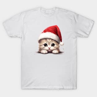 Christmas Peeking Baby Cat T-Shirt